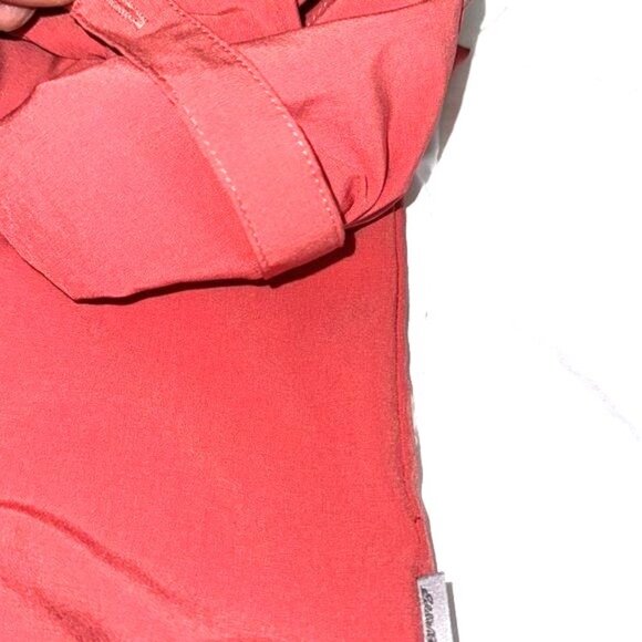 Eddie Bauer Womens XL Coral Button-Up Shirt With 3/4 Sleeves & Front Pockets - Picture 3 of 8